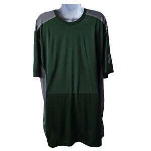 Under Armour Heat Gear Shirt 2XL Men UA Fitted Tee Color Block Mesh Green Gray